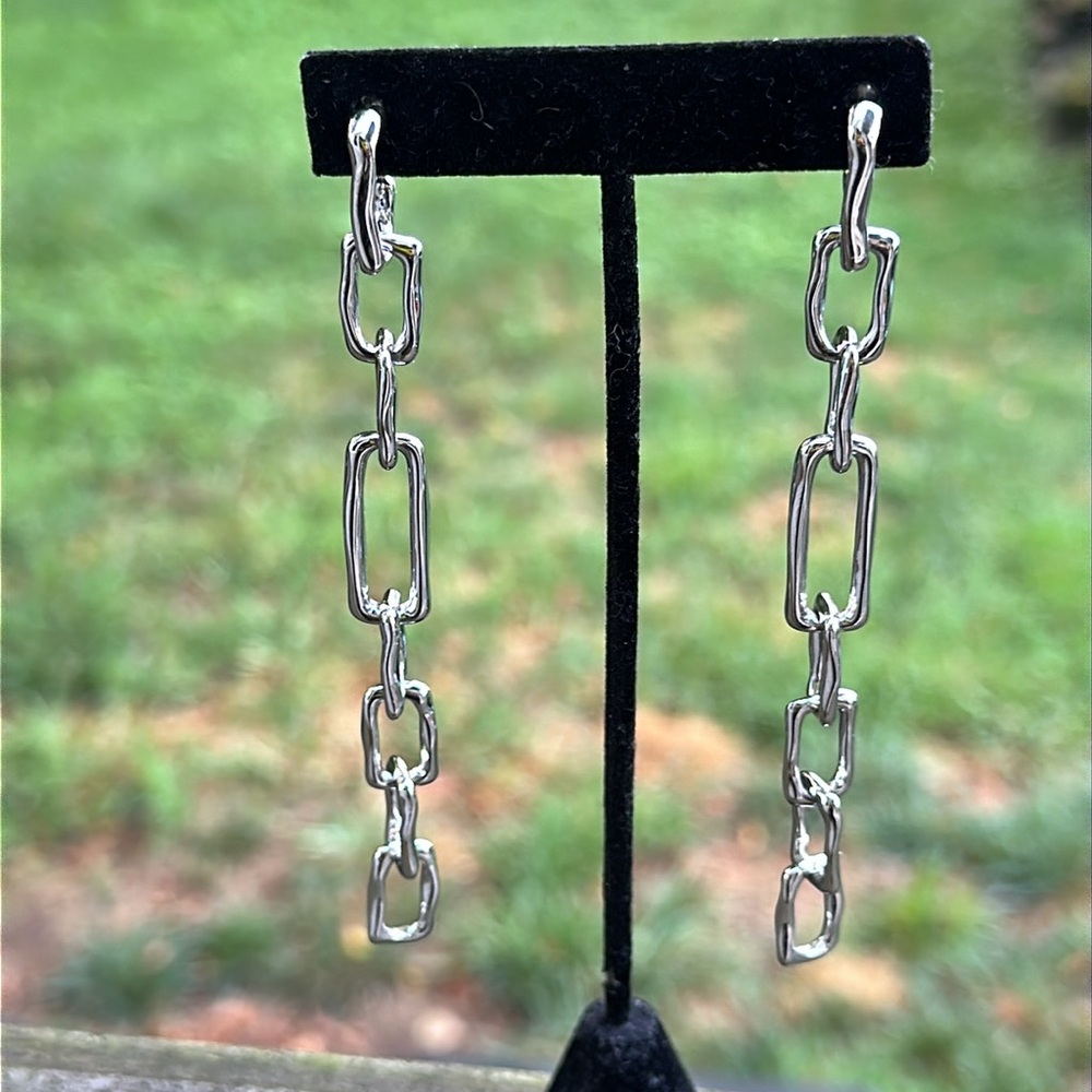 ALEXIS BITTAR New Without Tags Silver Chain-Link Drop Earrings